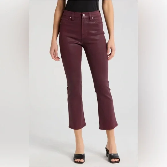 7 for all Mankind Women’s 29 High Waist Slim Kick Cropped Jeans in Ruby - NWT! - Picture 1 of 16